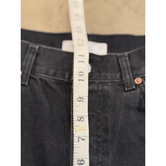 Topshop Womens Dad Jeans Sz 28 Black Mid Rise Straight Leg Distressed Button Fly - Picture 9 of 11